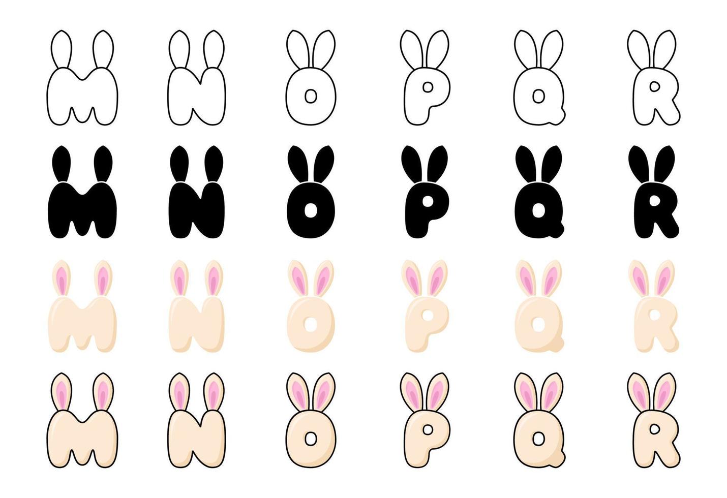 Bunny alphabet in cartoon style vector