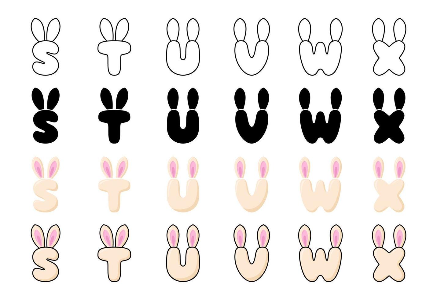 Bunny alphabet in cartoon style vector