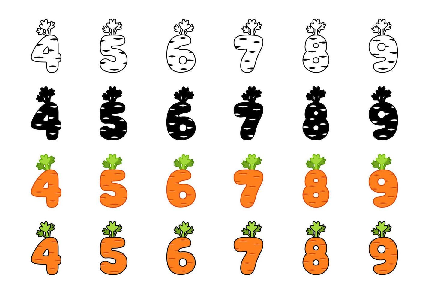 Carrot alphabet in cartoon style vector