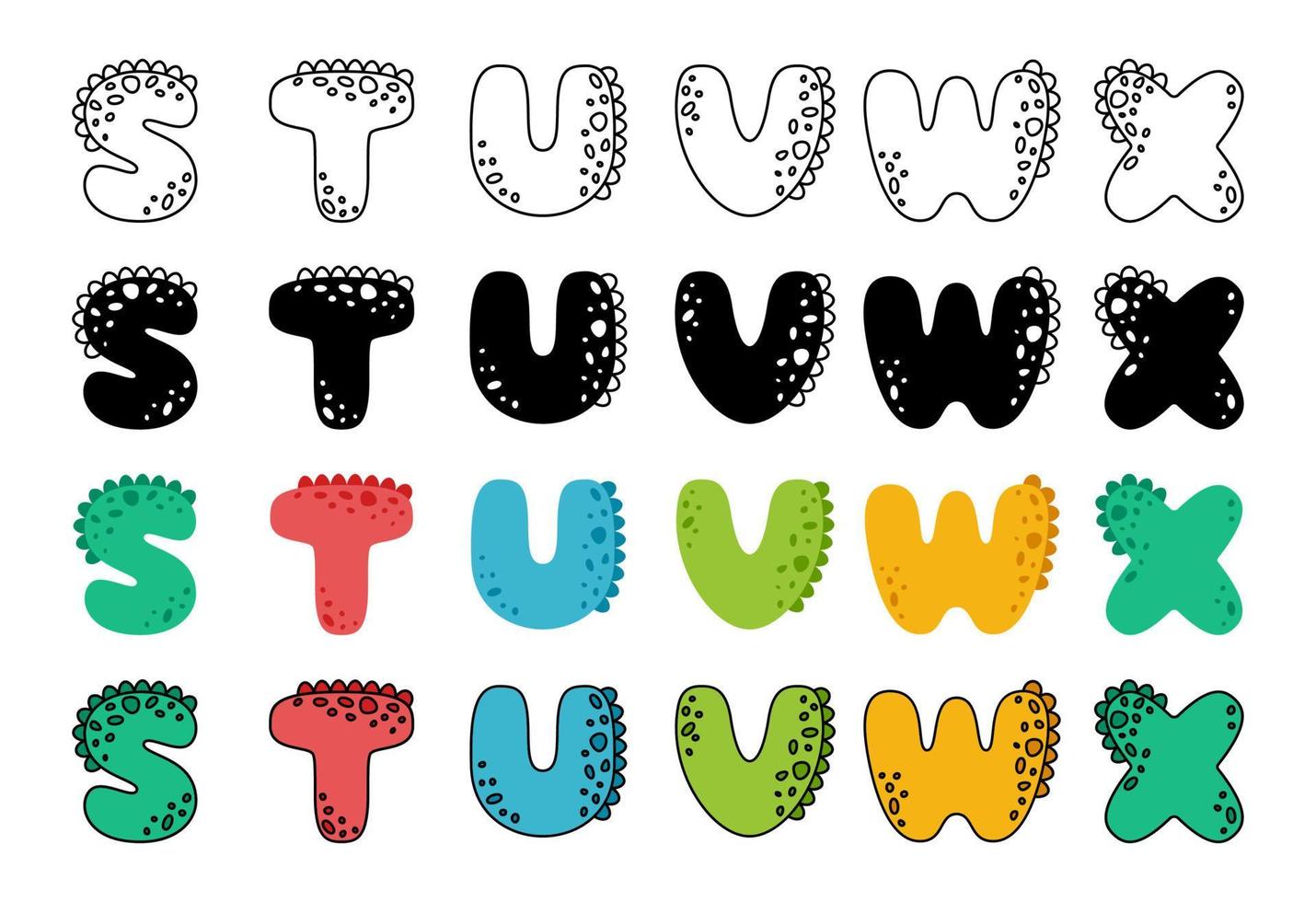 Dinosaur alphabet in cartoon style vector