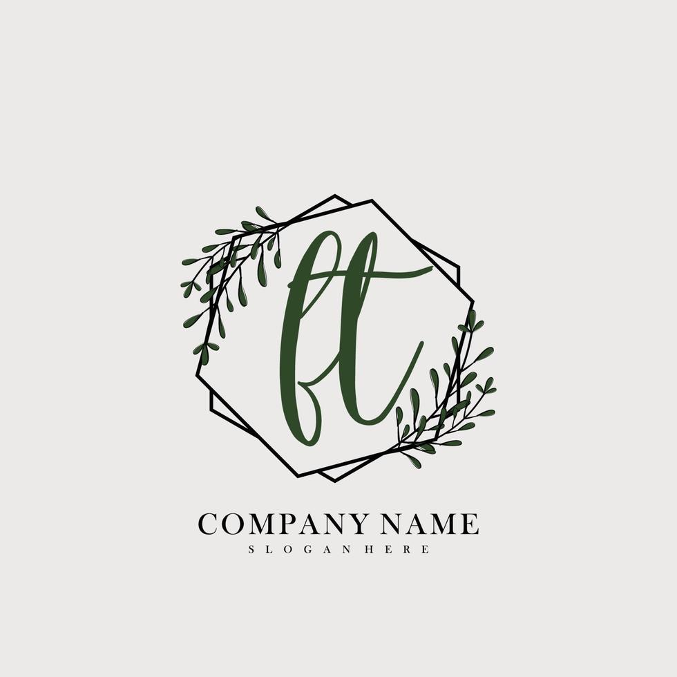 FT Initial beauty floral logo template vector