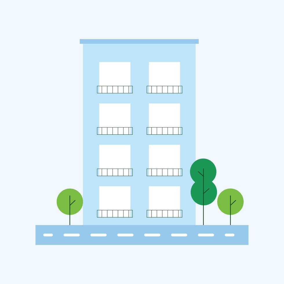 Modern cartoon-style building apartment house vector illustration