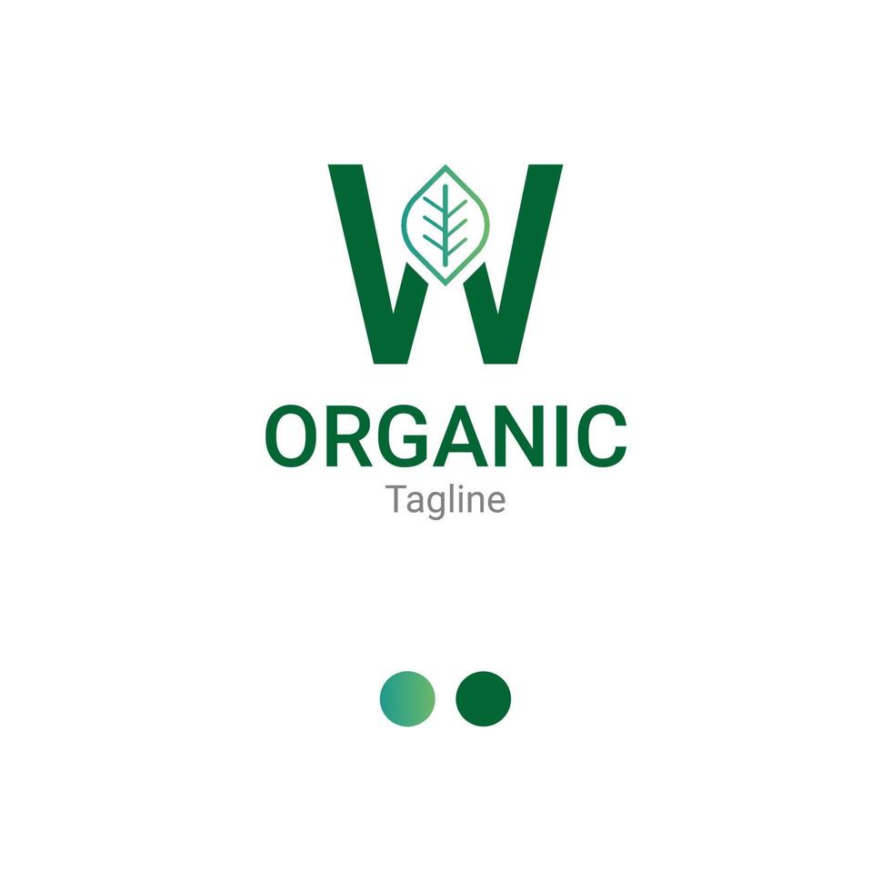 W Letter Leaf Logo Design Template vector