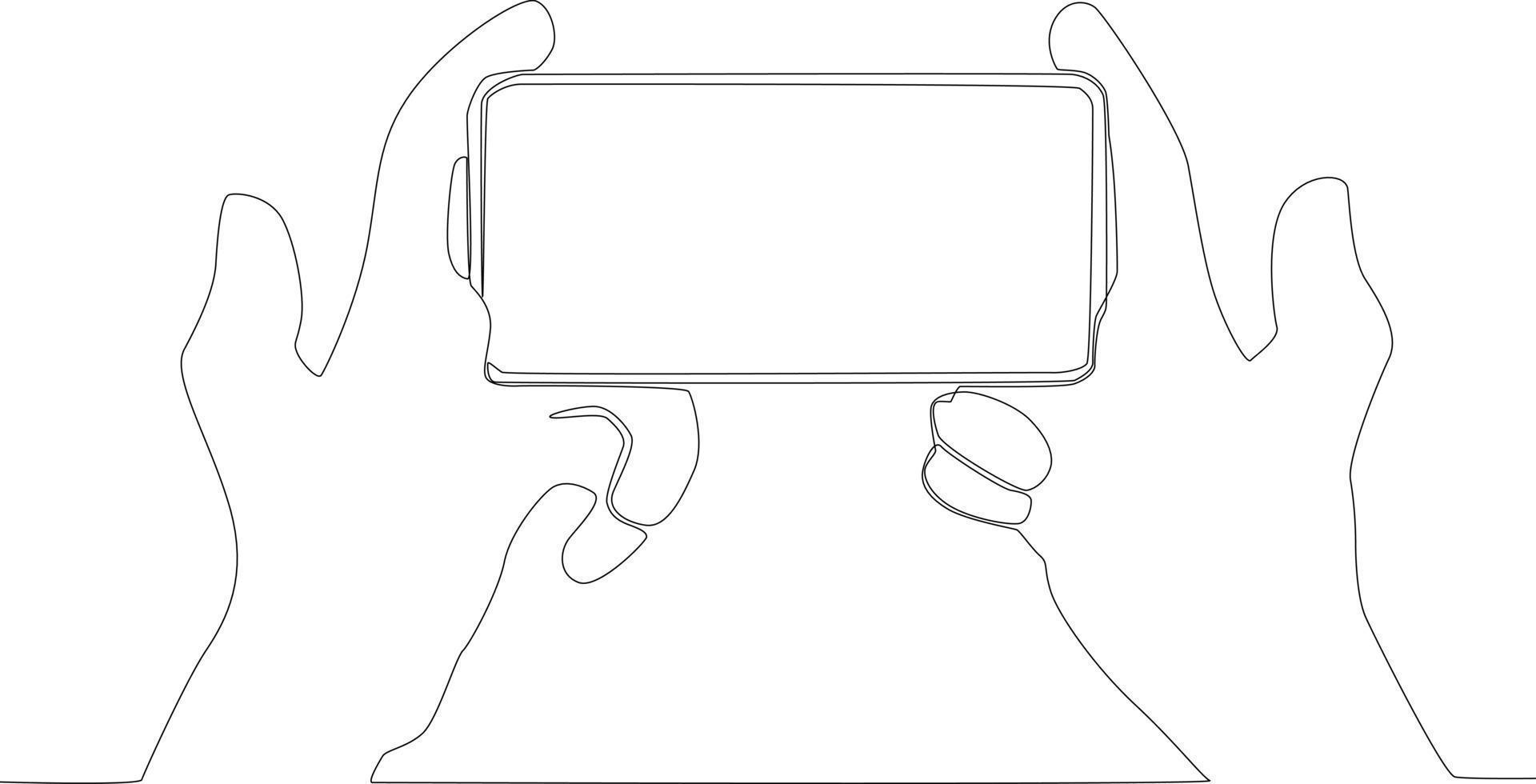 Hands holding cellphones while playing games vector