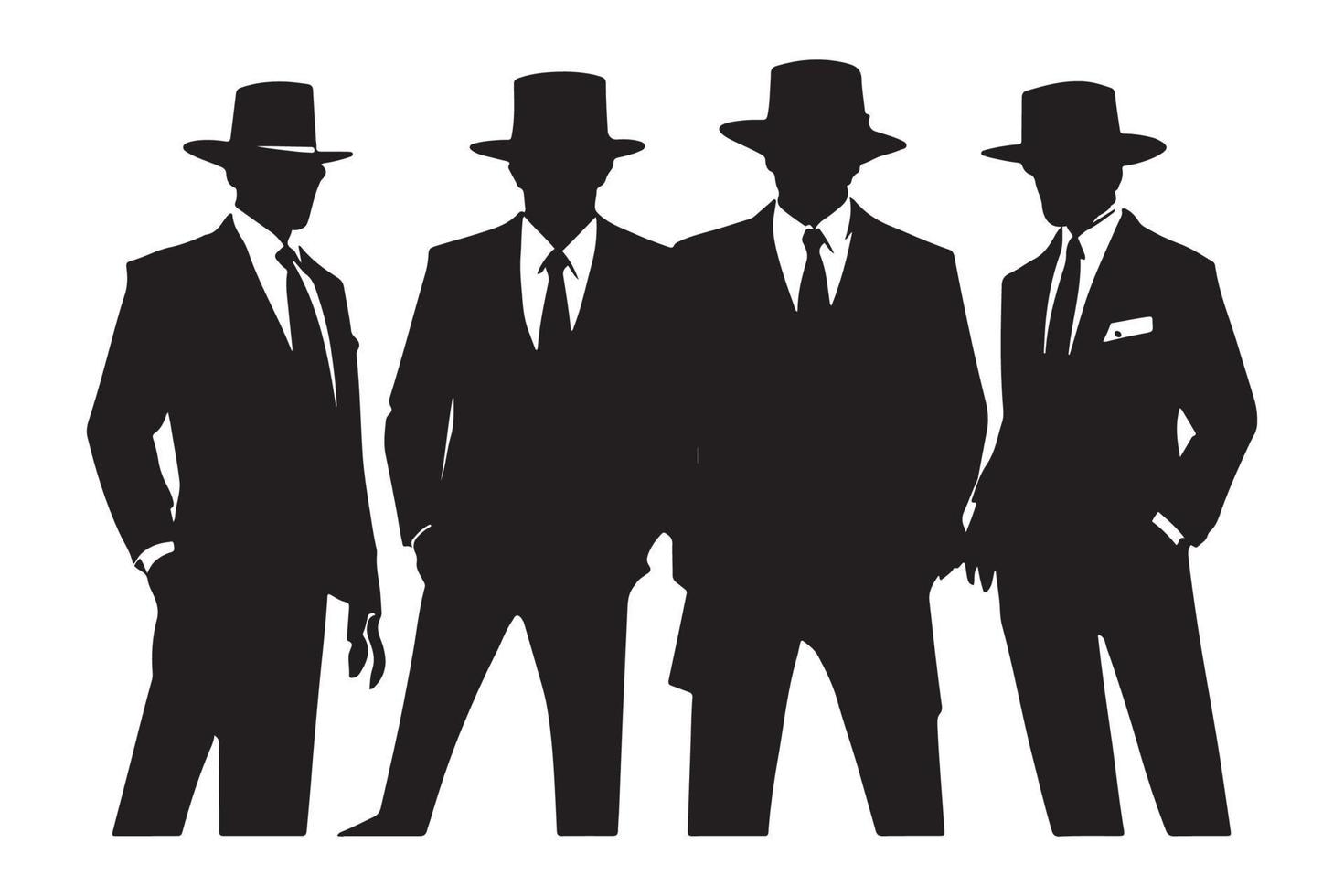 Mafia silhouette vector, Detective silhouette vector isolated on white background