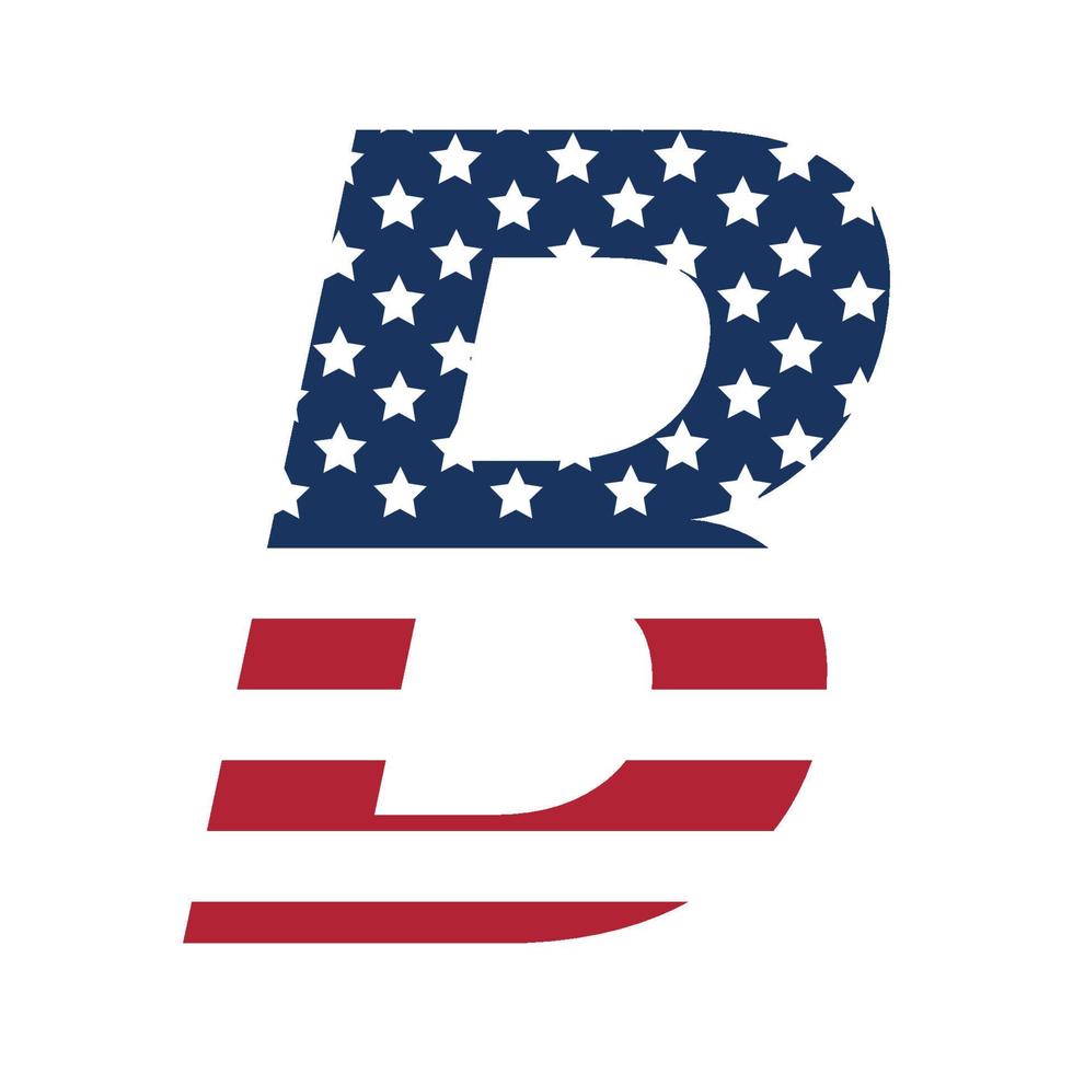 English alphabet with USA flag.Letter B with American flag Free Vector