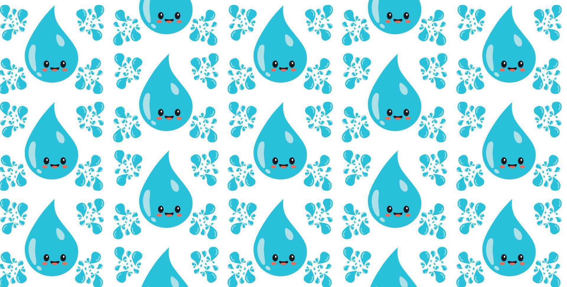 Blue funny water drops. World water day. Pattern background. vector