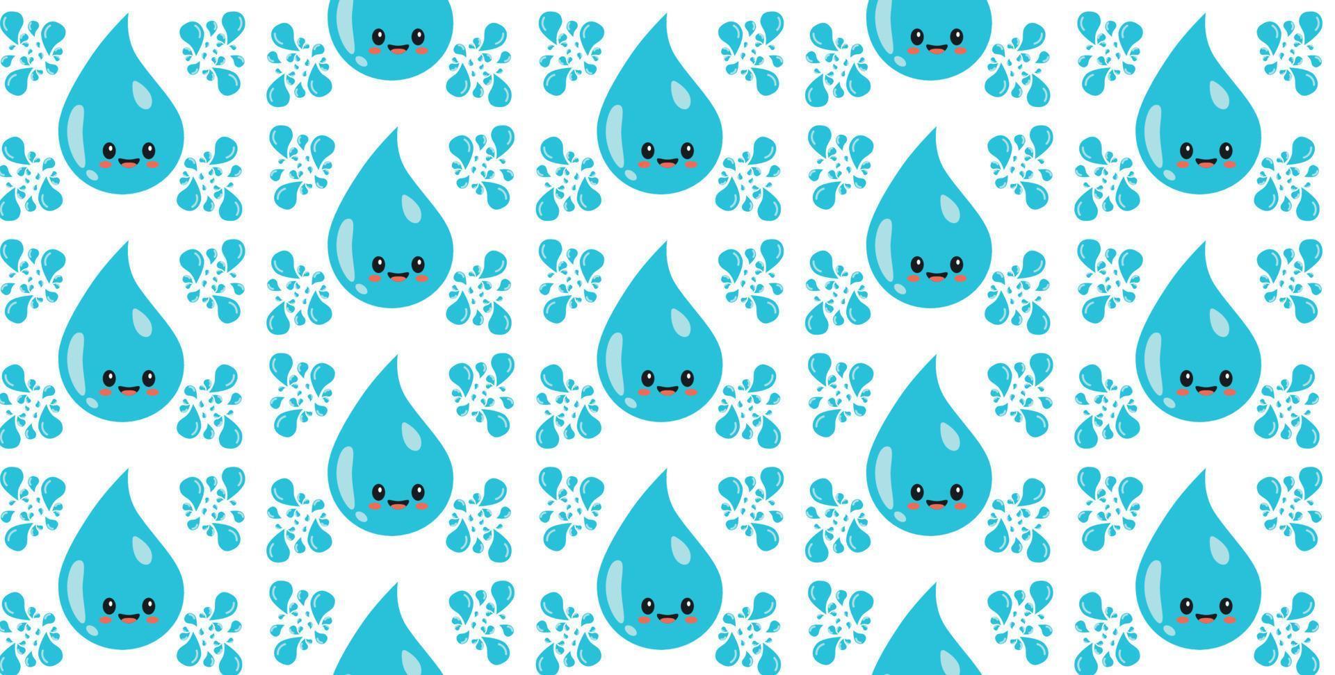 Blue funny water drops. World water day. Pattern background. vector