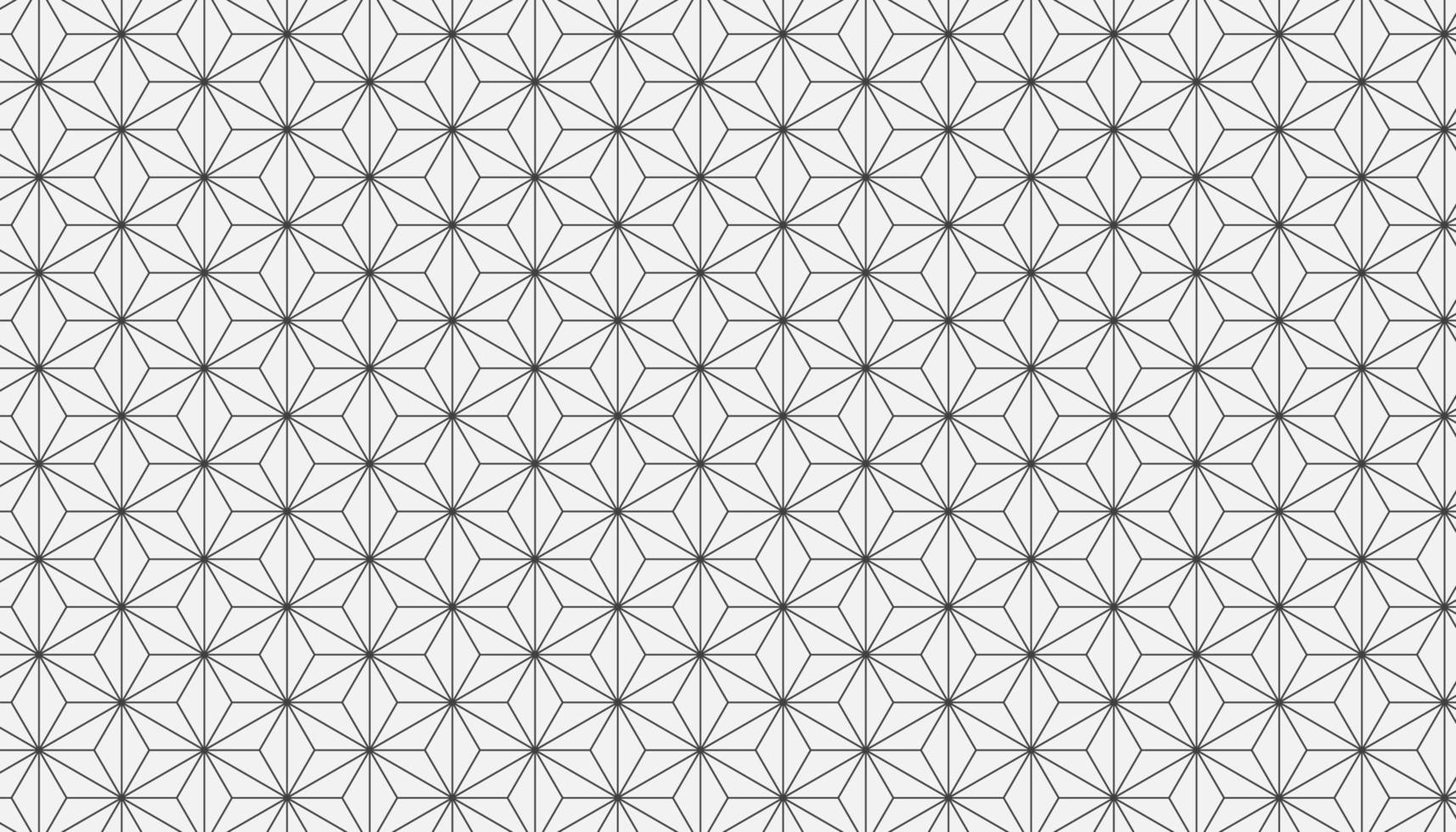Japanese style grey asanoha seamless pattern. Isometric hemp leaf seed vector background. Geometric 3d lines hexagon and star structure.