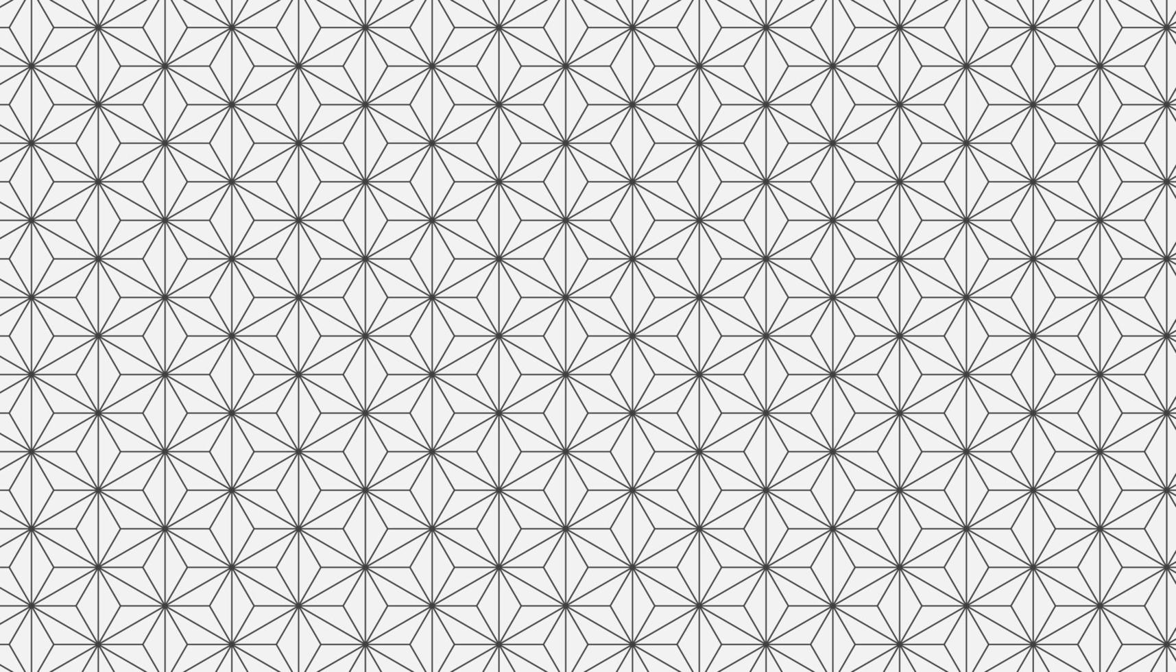 Japanese style grey asanoha seamless pattern. Isometric hemp leaf seed vector background. Geometric 3d lines hexagon and star structure.