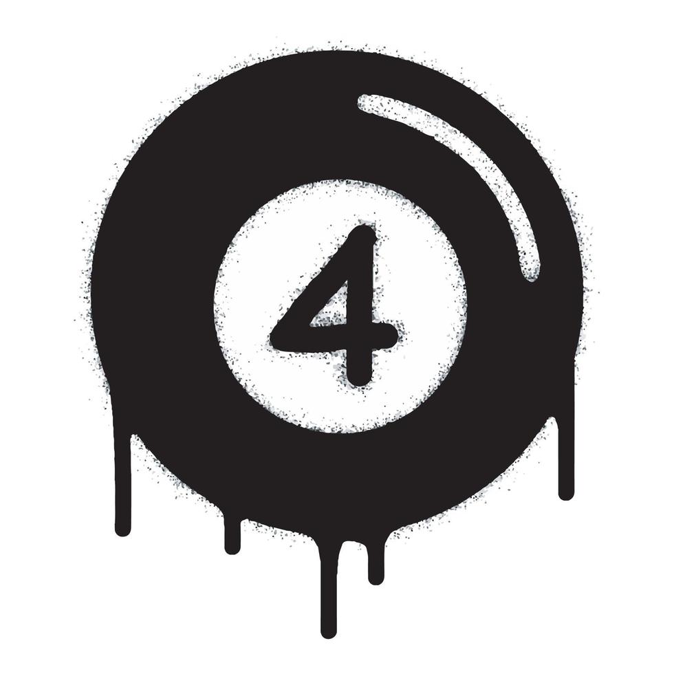 Spray Painted Graffiti Sprayed billiard ball symbol isolated on white background. four ball graffiti icon with overspray in black on white. vector