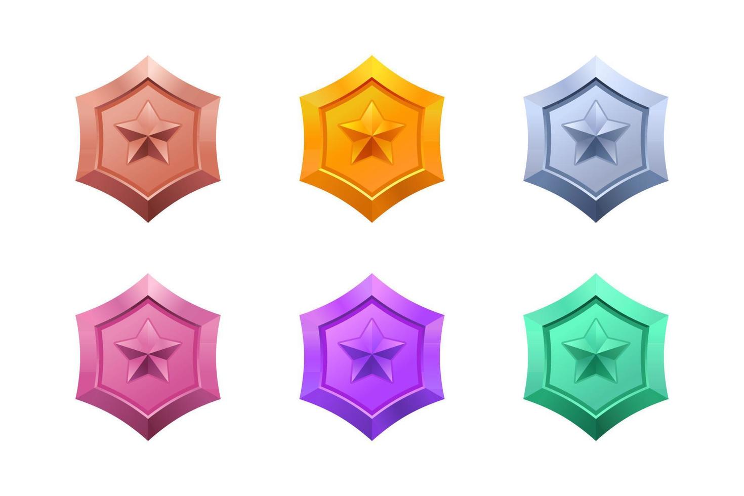 Set of metallic colored stars. Perfect for achievements. vector