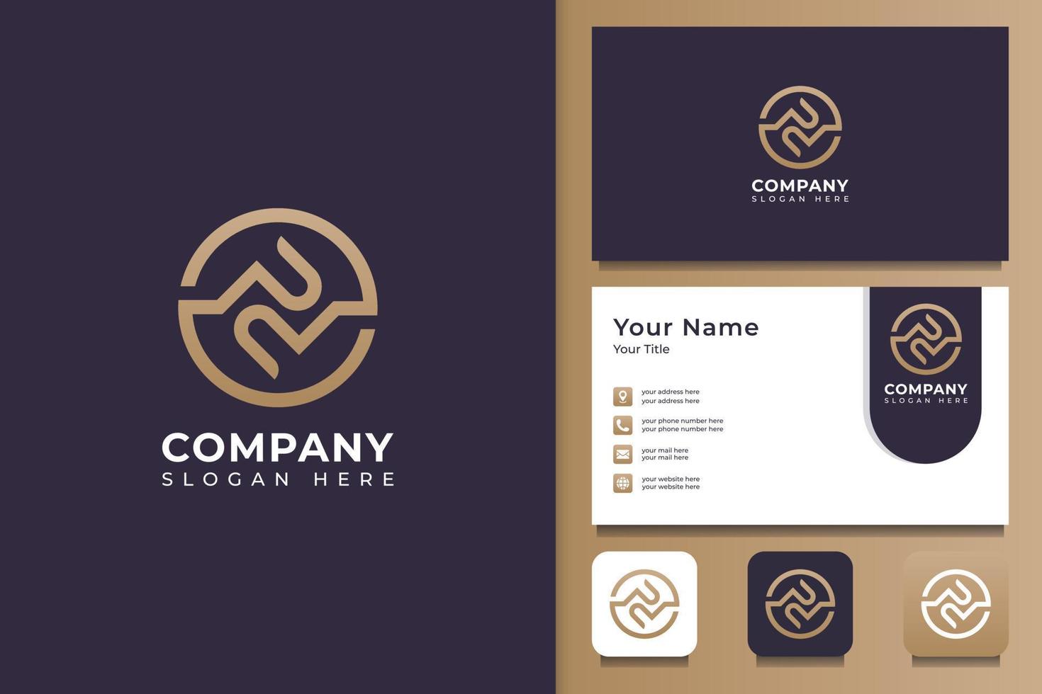 Modern Initial P logo design with business card. Professional logo suitable for your company. vector