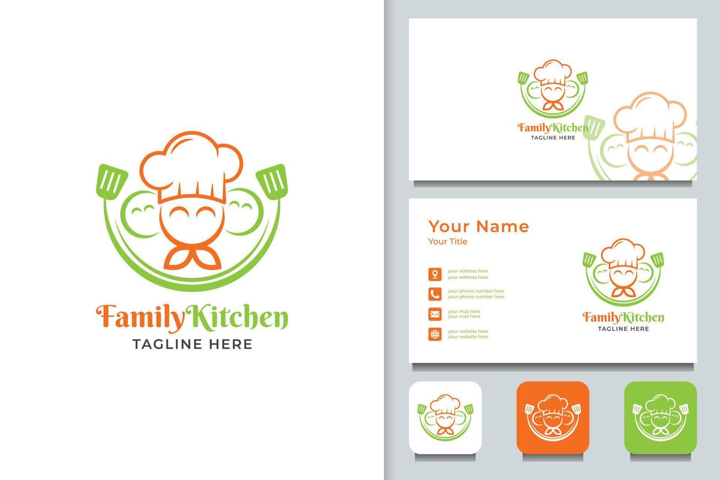 family restaurant logo design with business card. Professional logo suitable for your company. vector