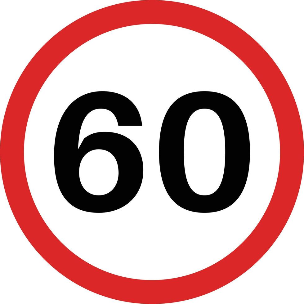 traffic sign speed limit 60. 60 speed limitation road sign on white background . speed limit sign 60 vector