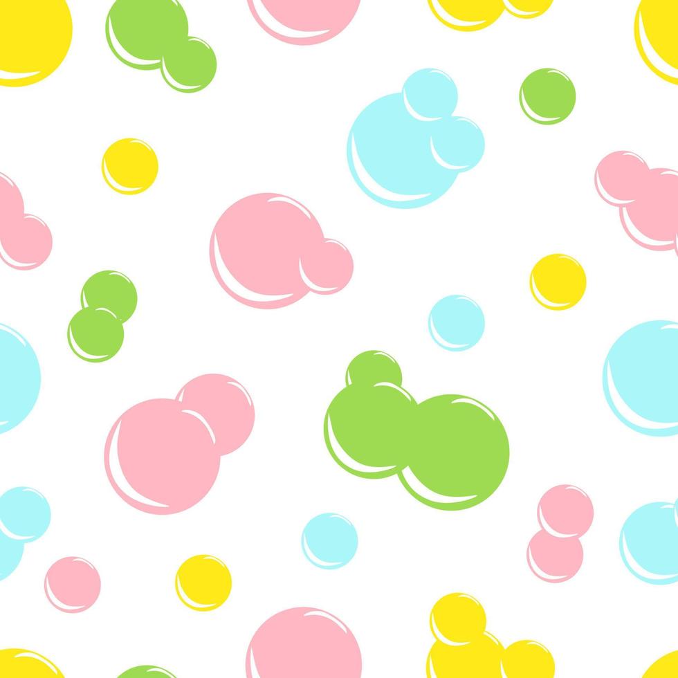 vector illustration seamless pattern colored figured soap bubbles on white