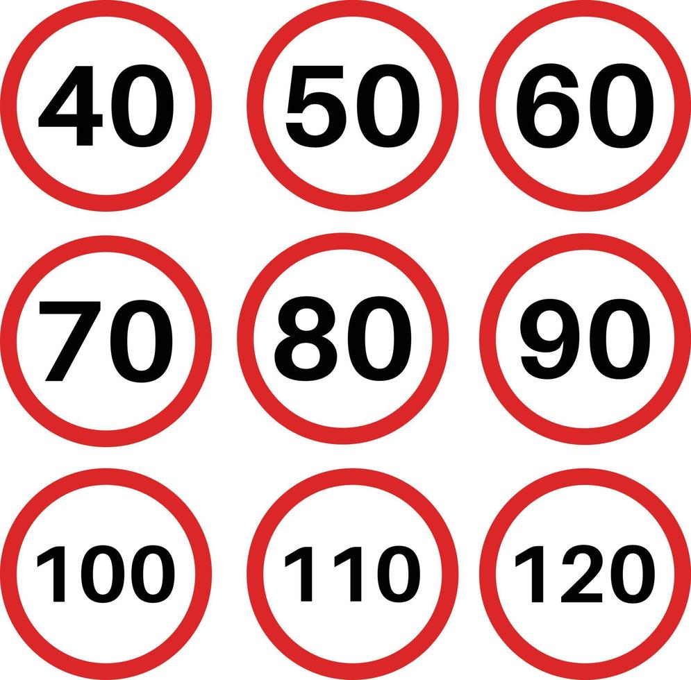 speed limit sign set isolated on white background vector