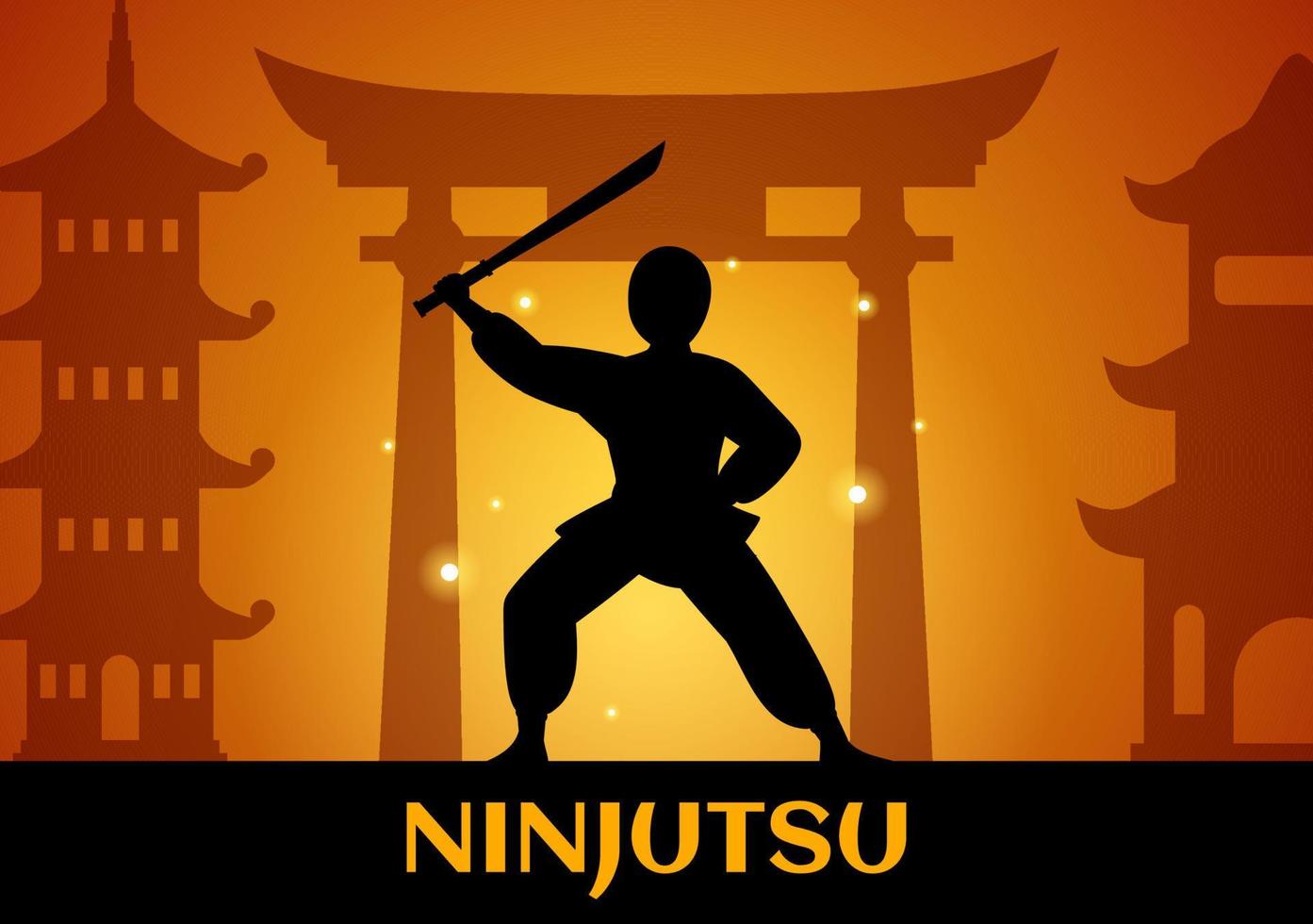Ninjutsu Vector Illustration with Character Ninja Shinobi from Japan in Flat Cartoon Style Hand Drawn Landing Page Background Templates