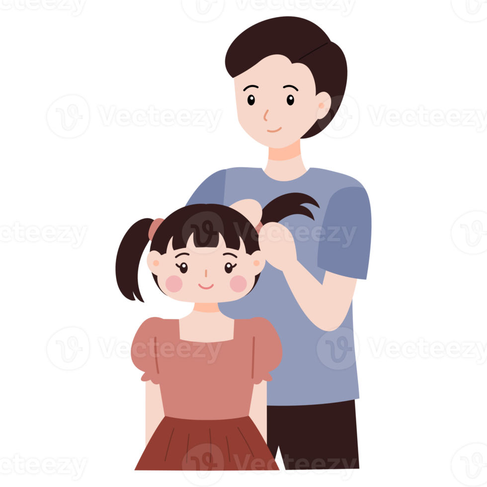 father and kid illustration in hand drawn style png