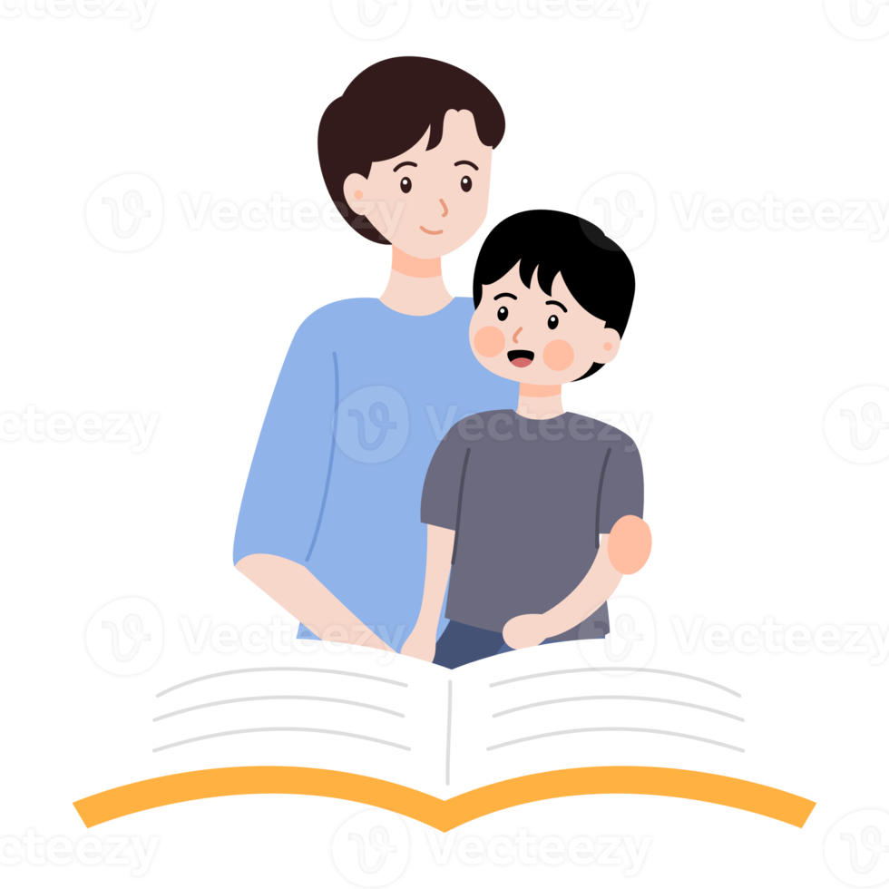 father and kid illustration in hand drawn style png