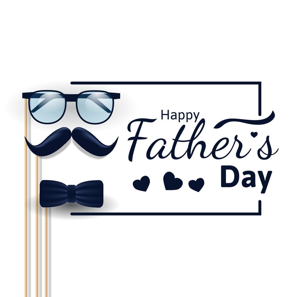 fathers day greeting card or label  on white background with glasses and mustache. vector illustration