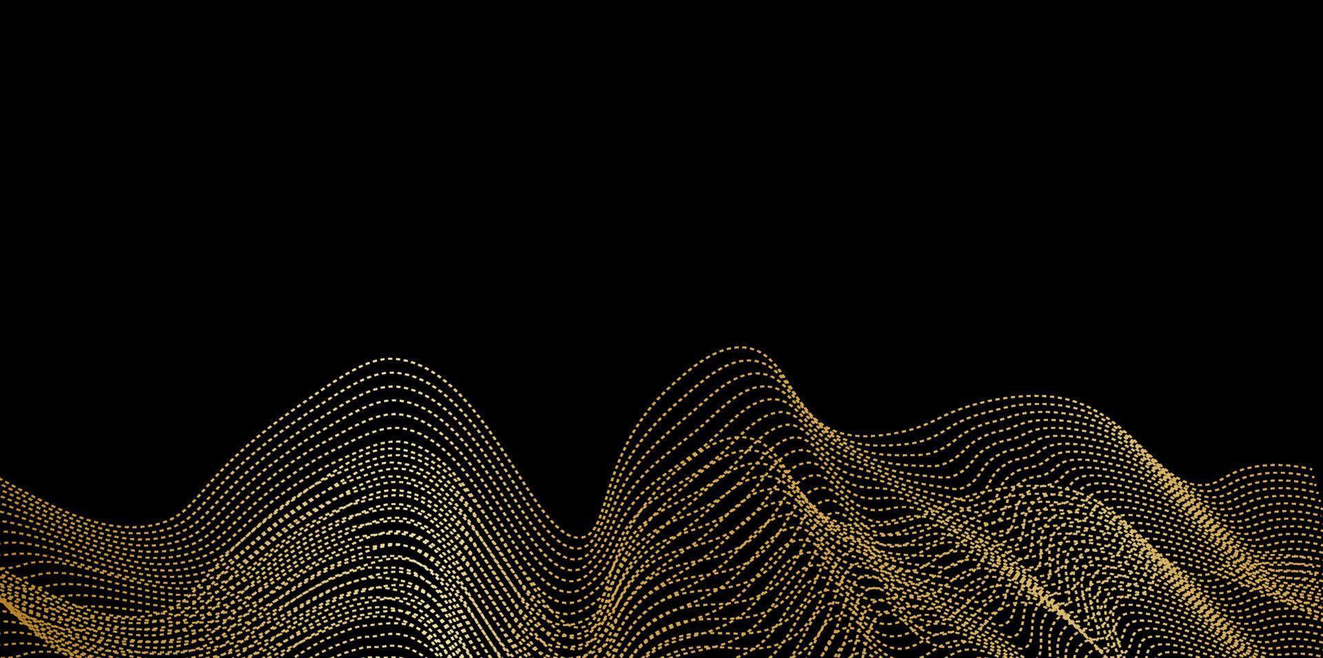 Ecualizador de onda de sonido digital con efecto monocromático dorado, tecnología y concepto de onda sísmica, diseño de lujo dorado para la industria de la música. ilustración vectorial vector
