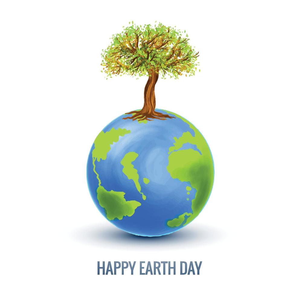 Happy earth day in globe and plant background vector