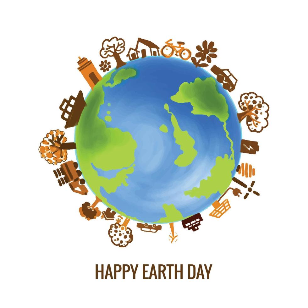 Illustration of a happy earth day environment concept card background vector