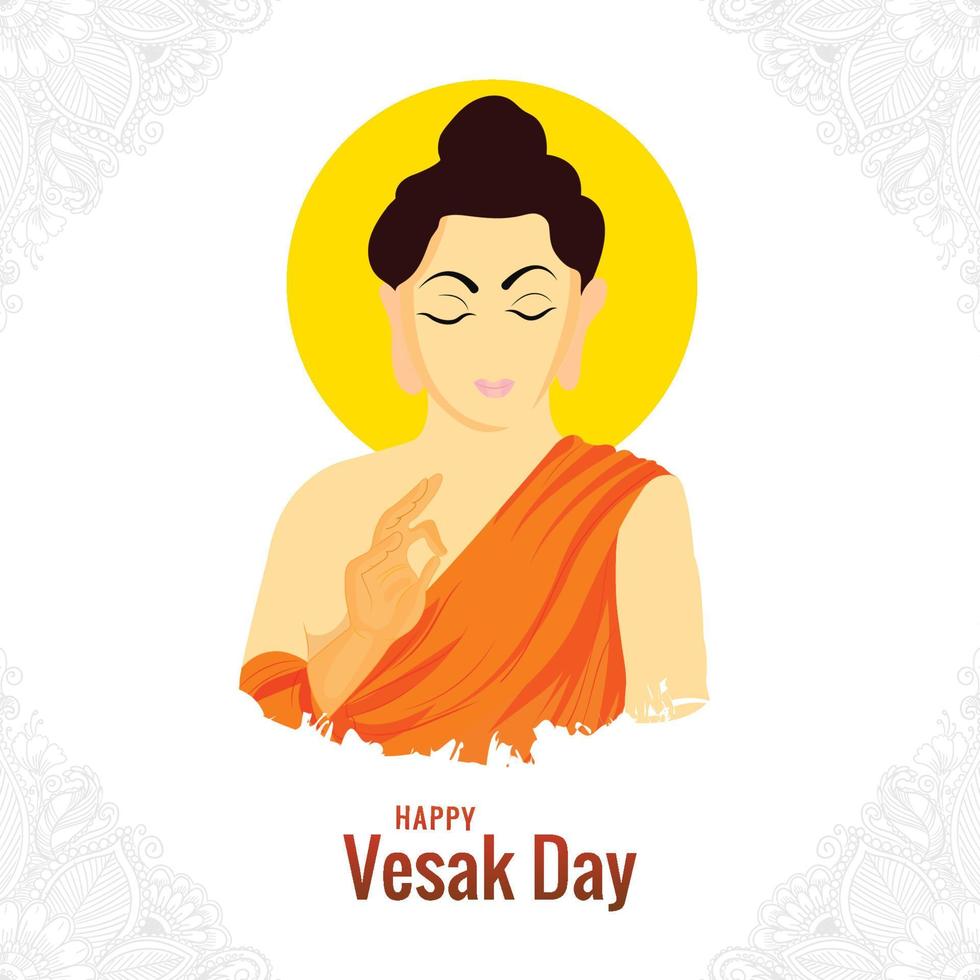 Happy vesak day traditional card background vector