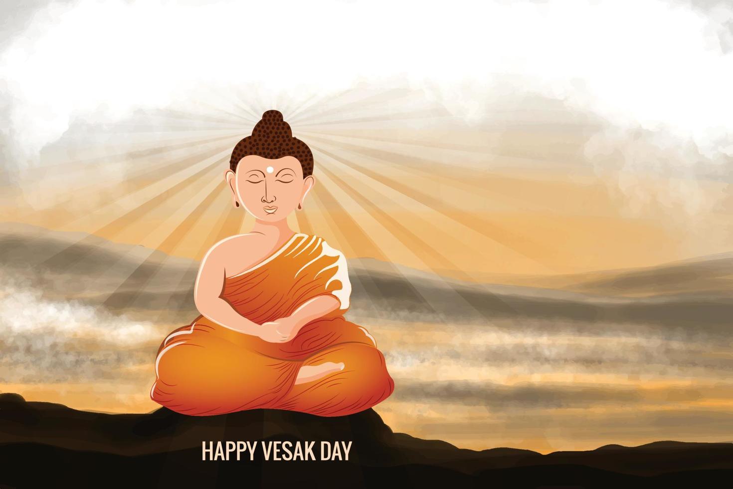 Happy vesak day buddha purnima wishes greeting card background vector