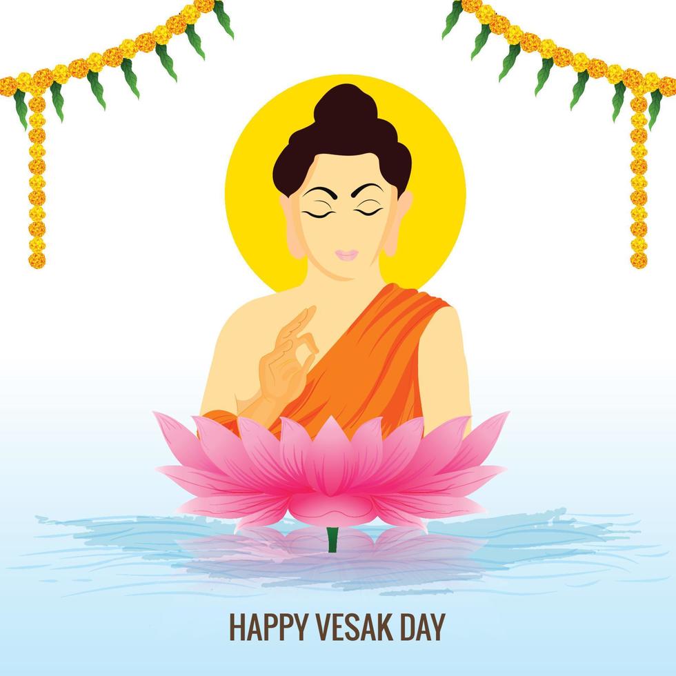 Happy vesak day traditional card background vector