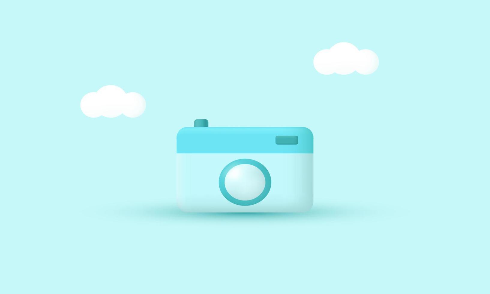 3d realistic cartoon vector photography camera icon trendy modern style object symbols isolated on background