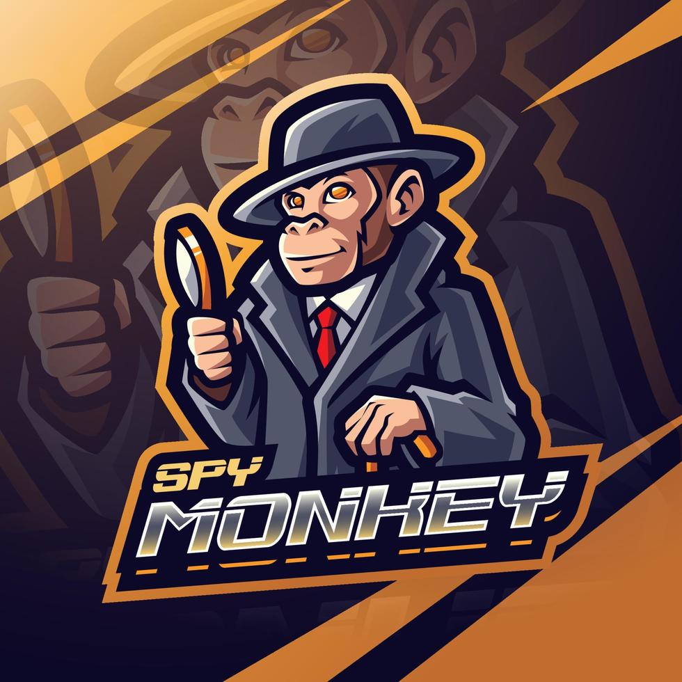 Spy Monkey esport mascot logo design vector