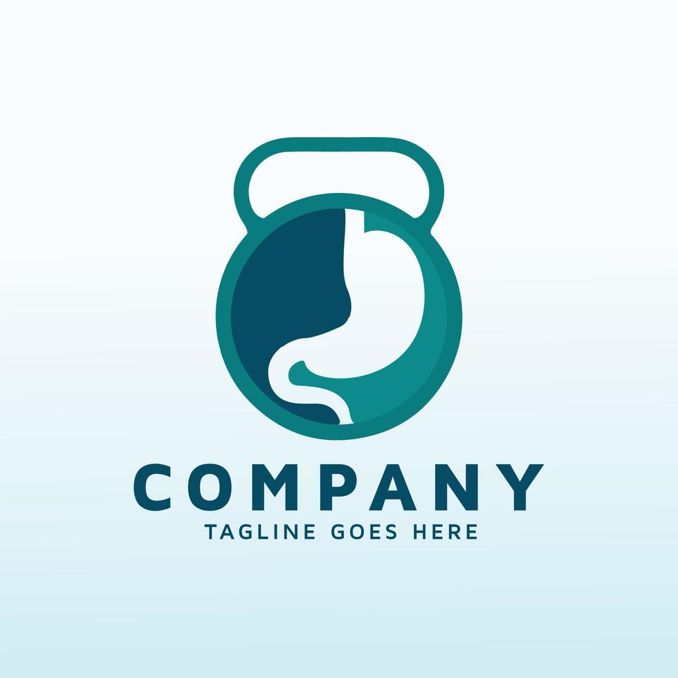 gastroenterologist logo design with fitness icon vector