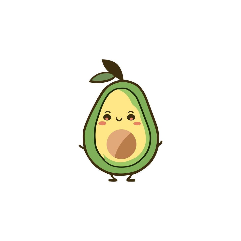 avocado fruit kawaii vector