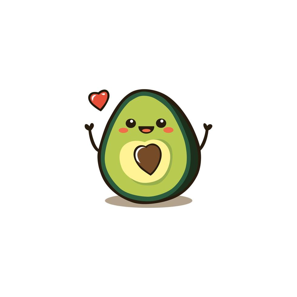 avocado fruit funny kawaii vector