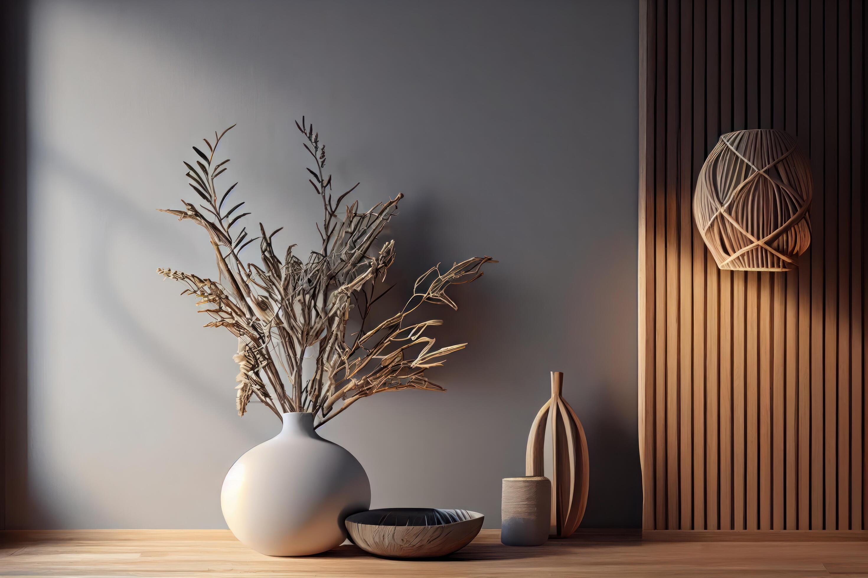 Interior Background Of Living Room With Stucco Wall Vase With Twig On interior-background-of-living-room-with-stucco-wall-vase-with-twig-on