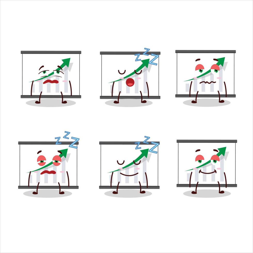 Cartoon character of chart going up with sleepy expression vector