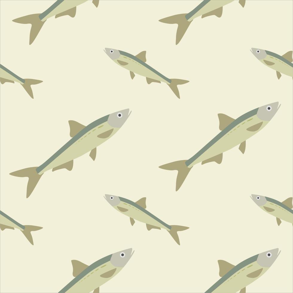 saltwater fish seamless pattern vector illustration. Marine dweller with colorful body and fins for swimming. Modern print for fabric, textiles, wrapping paper. Vector illustration