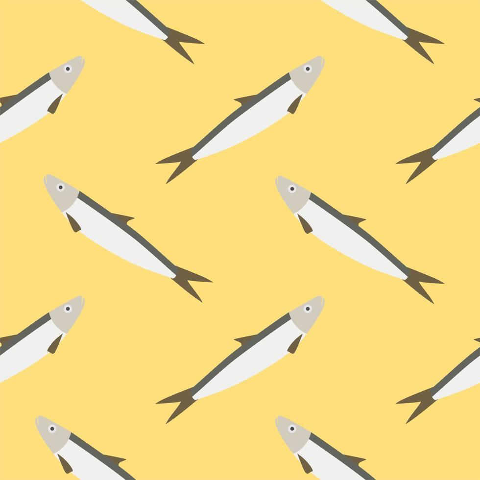 saltwater fish seamless pattern vector illustration. Marine dweller with colorful body and fins for swimming. Modern print for fabric, textiles, wrapping paper. Vector illustration
