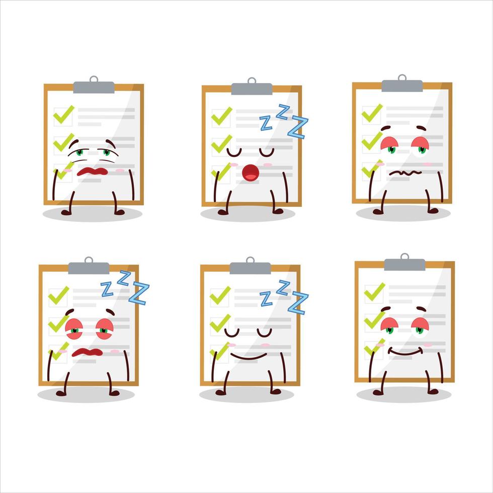 Cartoon character of checklist with sleepy expression vector