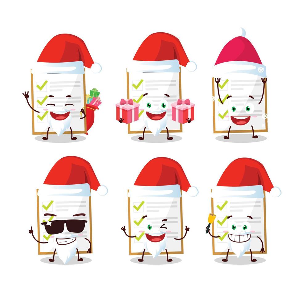 Santa Claus emoticons with checklist cartoon character vector