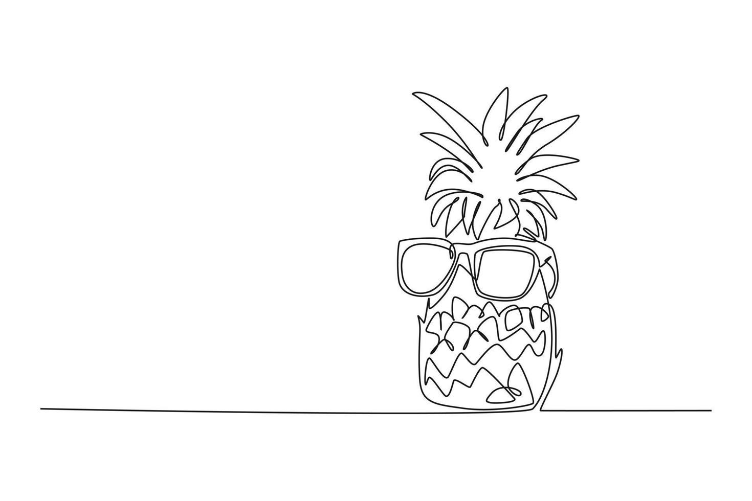 Single one line drawing pineapples. Summer beach concept. Continuous line draw design graphic vector illustration.