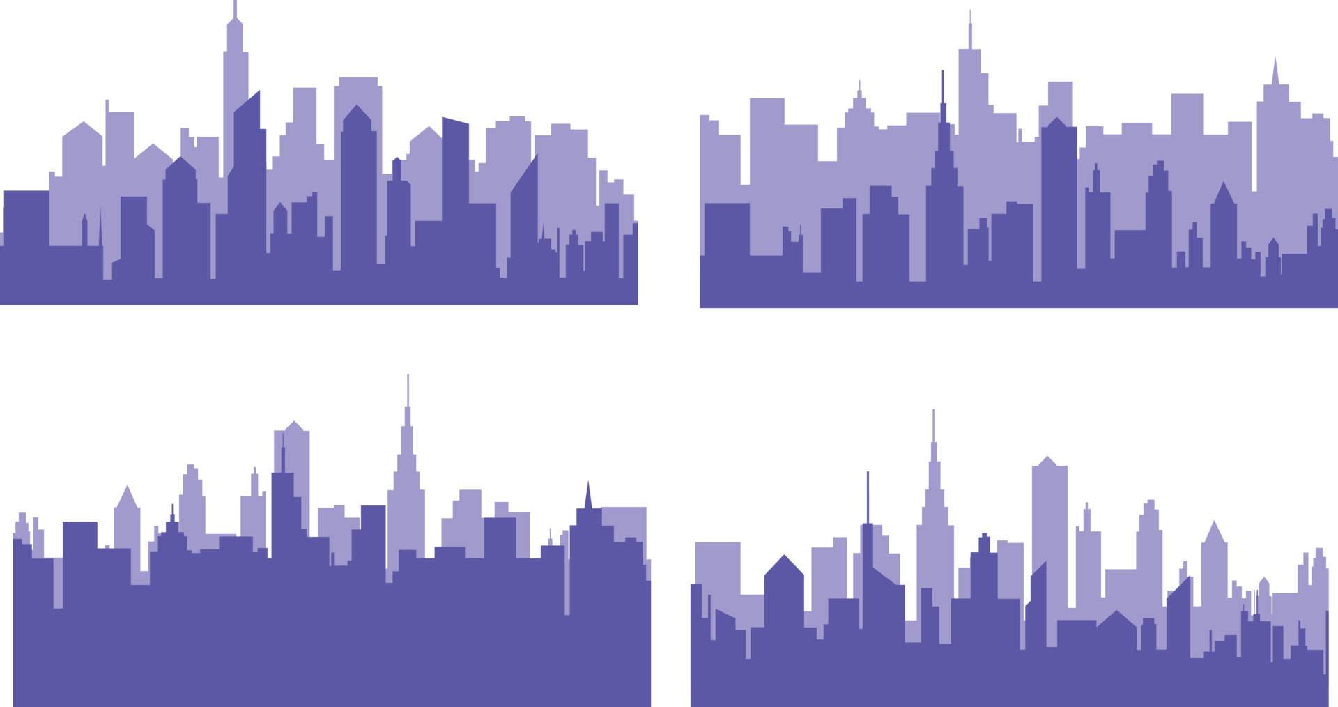 Modern city scape silhouette vector collection. Simple minimalist blue city  skyline background. Urban cityscape silhouettes vector illustration.  22819606 Vector Art at Vecteezy