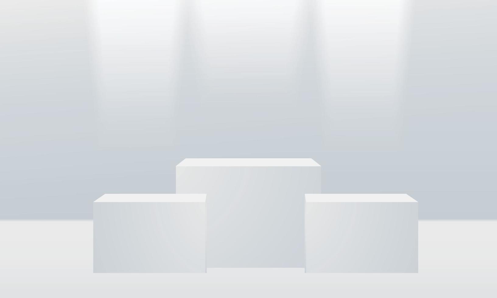 Minimal 3d display product minimal scene with geometric podium platform collection. Modern soft blue cube pedestal podium with empty room background. Stand to show cosmetic products vector