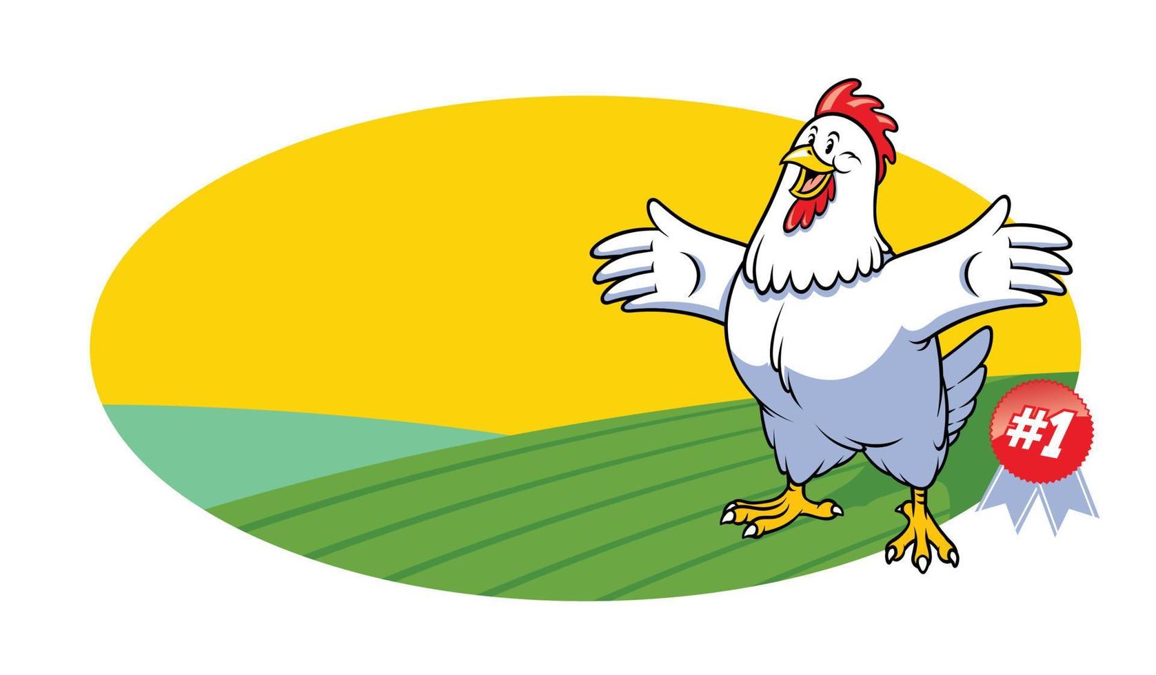 chicken cartoon presenting with blank space for text vector