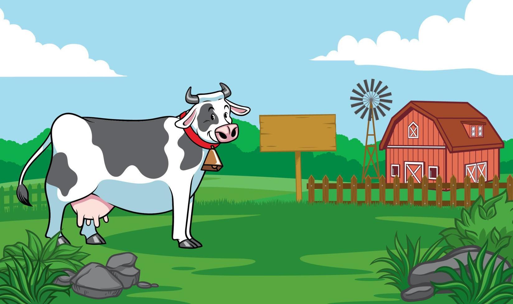 cow in the farm vector