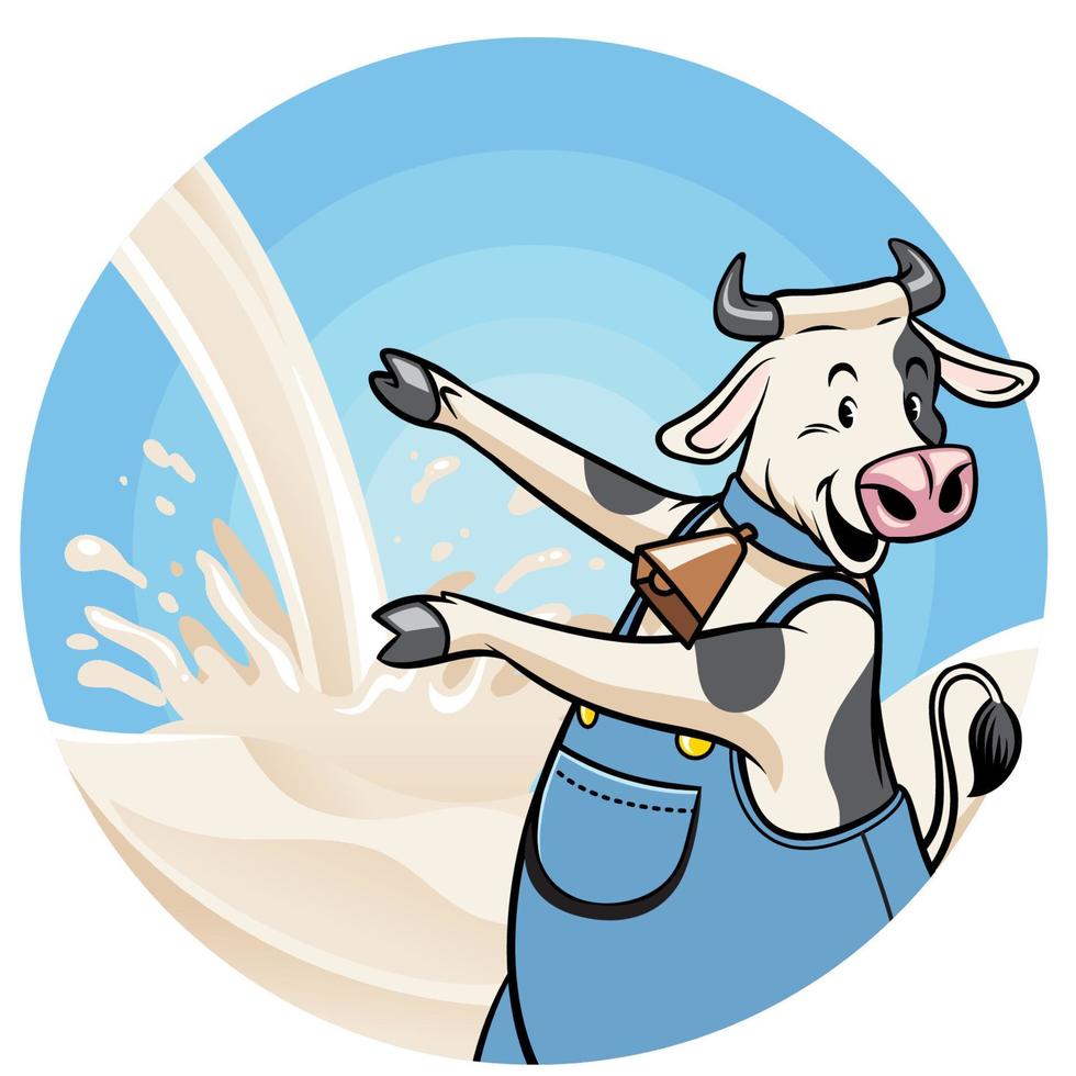 cow with milk splash background vector