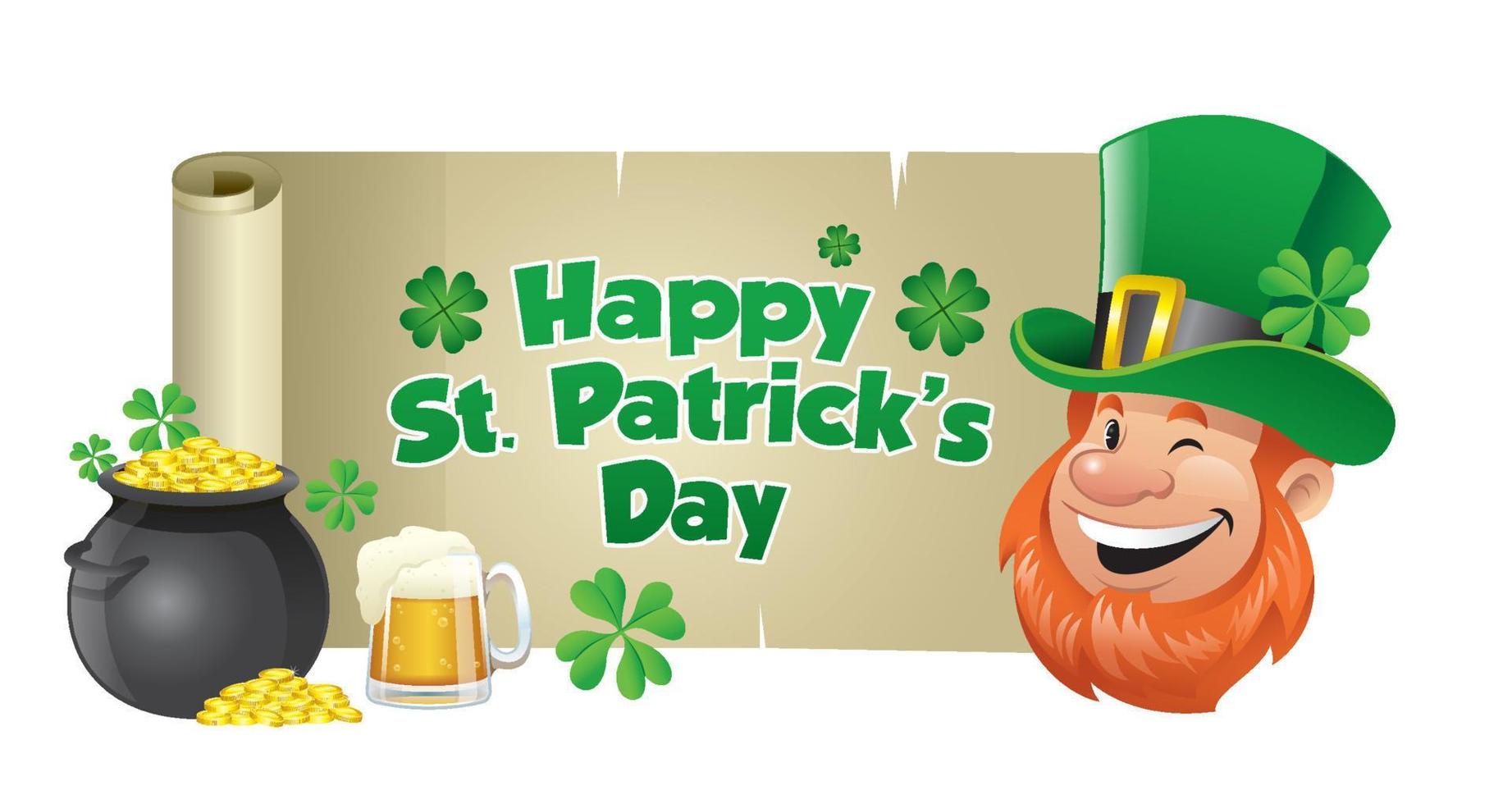 leprechaun with saint patrick's day banner vector