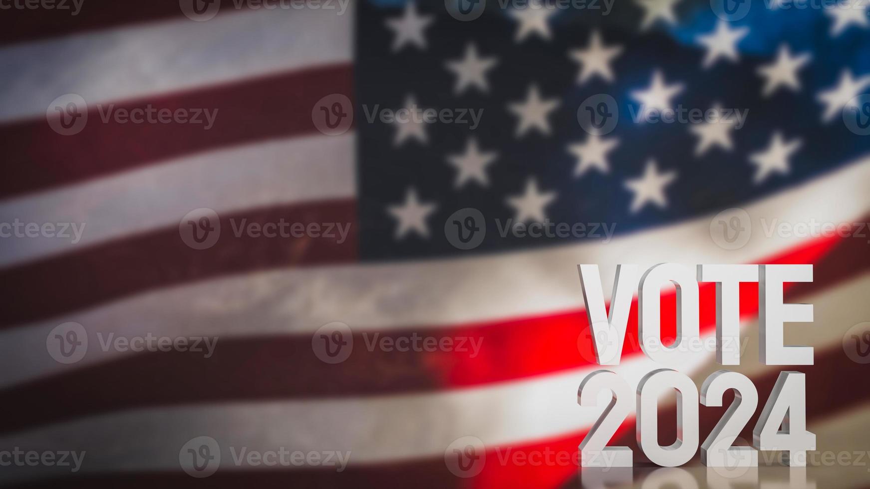 Text vote 2024 on united stage of America  flag  3d rendering photo